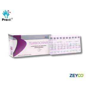 Turbocaina Articaína 4% con Epinefrina 1:100,000 – Anestesia Dental Caja con 50 Cartuchos de Vidrio (1.8 ml)
