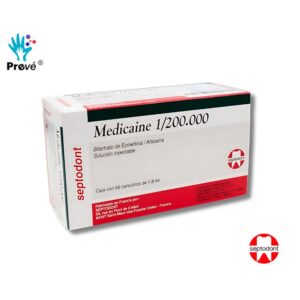 Medicaine Lidocaína 2% con Epinefrina 1:200,000 – Anestesia Dental Caja con 50 Cartuchos (1.8 ml)